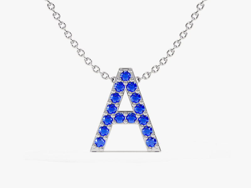 Initial Sapphire Birthstone Necklace