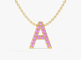 Initial Pink Tourmaline Birthstone Necklace