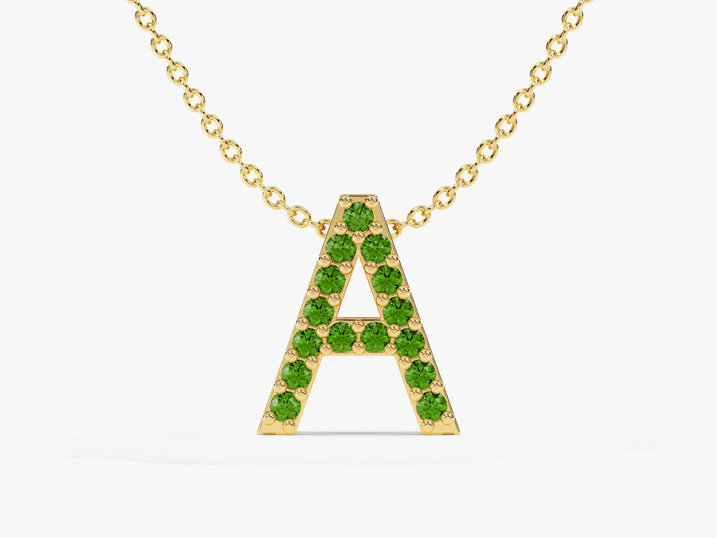 Initial Emerald Birthstone Necklace