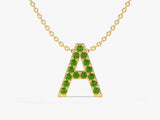 Initial Emerald Birthstone Necklace