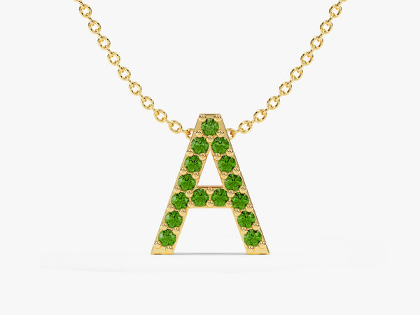 Initial Emerald Birthstone Necklace