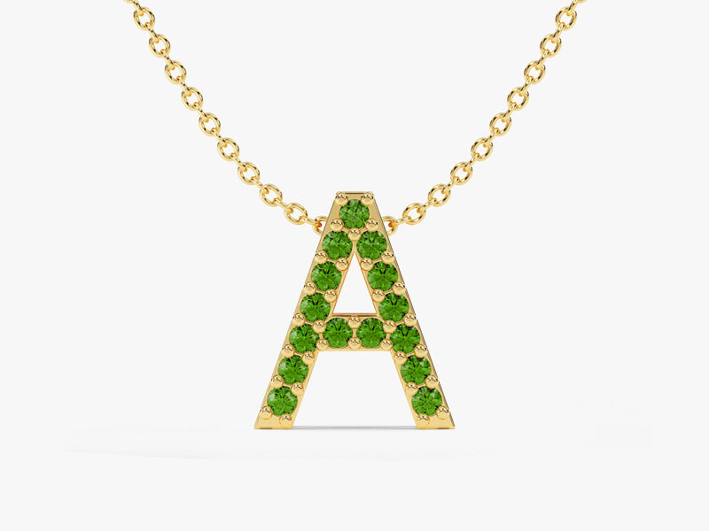 Initial Emerald Birthstone Necklace