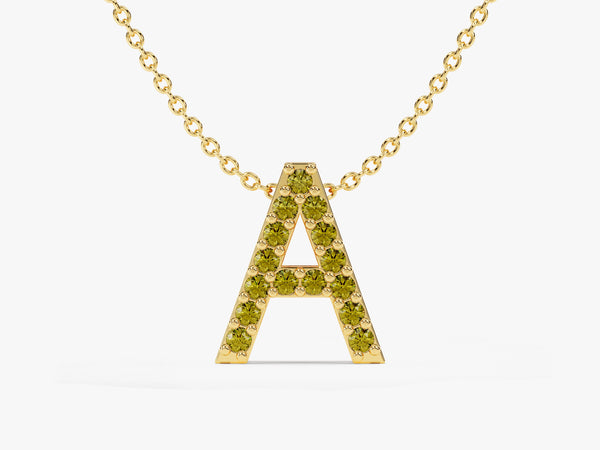 Initial Peridot Birthstone Necklace