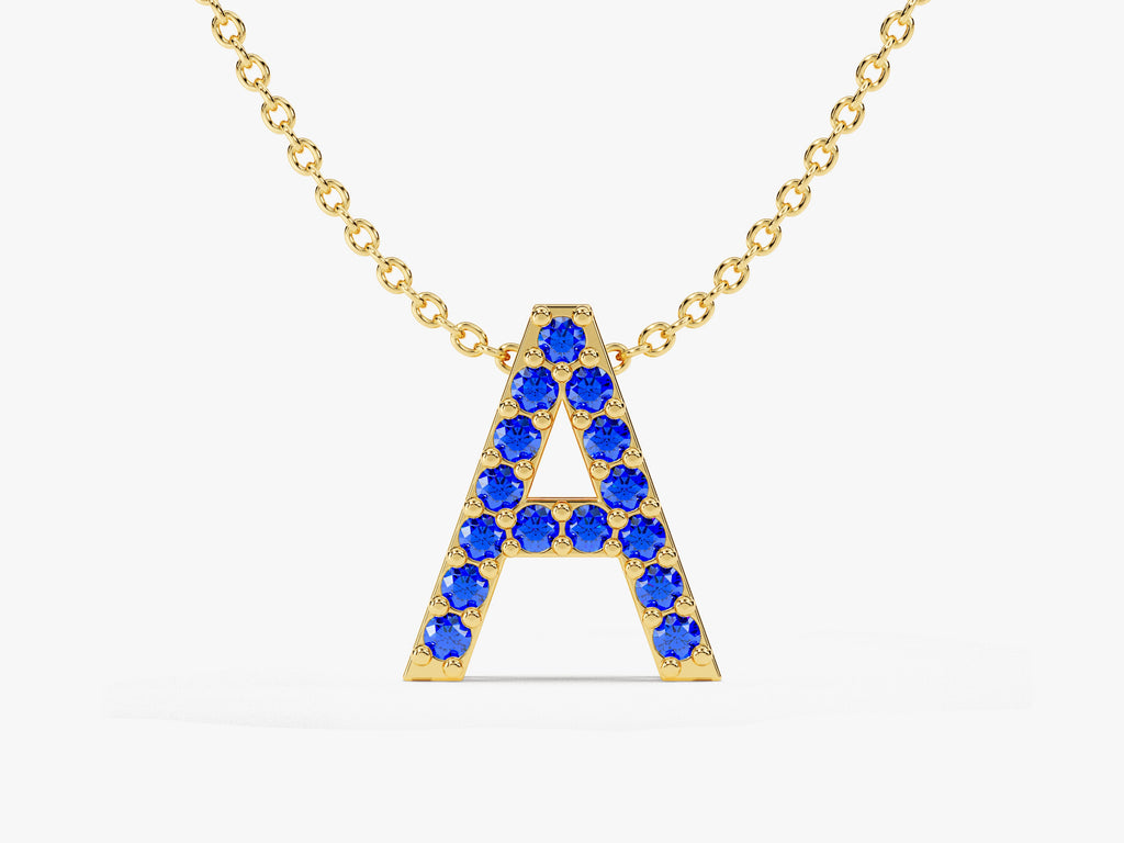 Initial Sapphire Birthstone Necklace