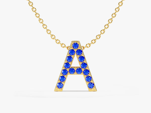 Initial Sapphire Birthstone Necklace