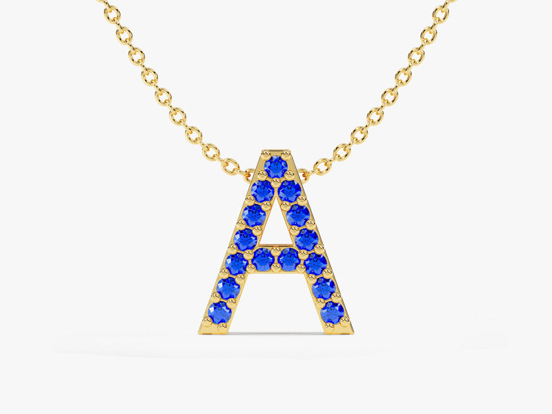 Initial Sapphire Birthstone Necklace