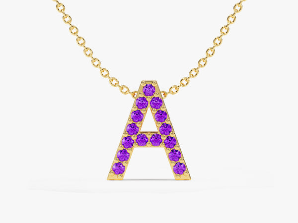 Initial Amethyst Birthstone Necklace