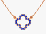 Open Clover Sapphire Birthstone Necklace