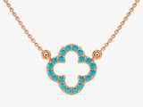 Open Clover Blue Topaz Birthstone Necklace