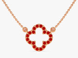 Open Clover Ruby Birthstone Necklace