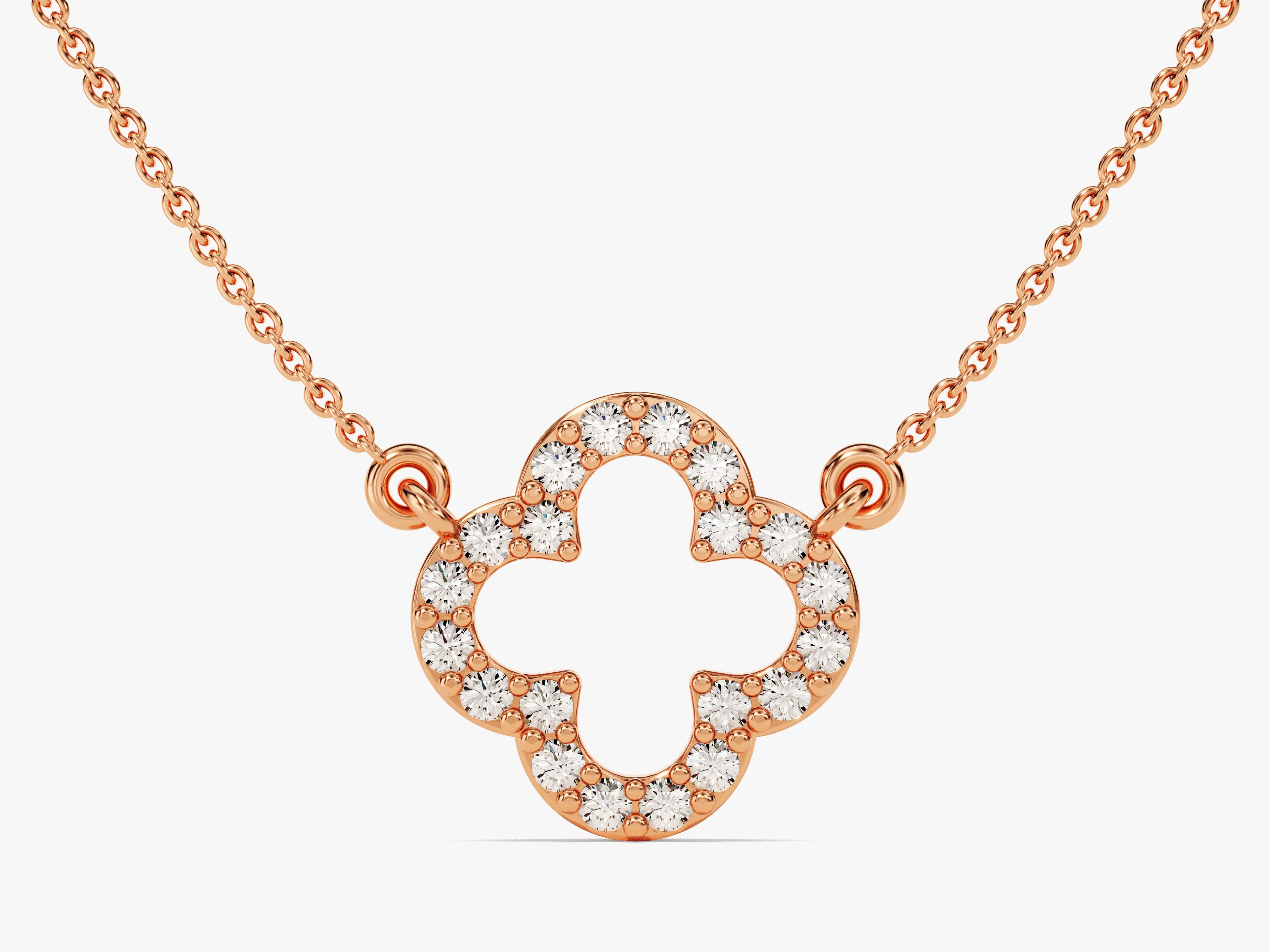 Open Clover Diamond Birthstone Necklace