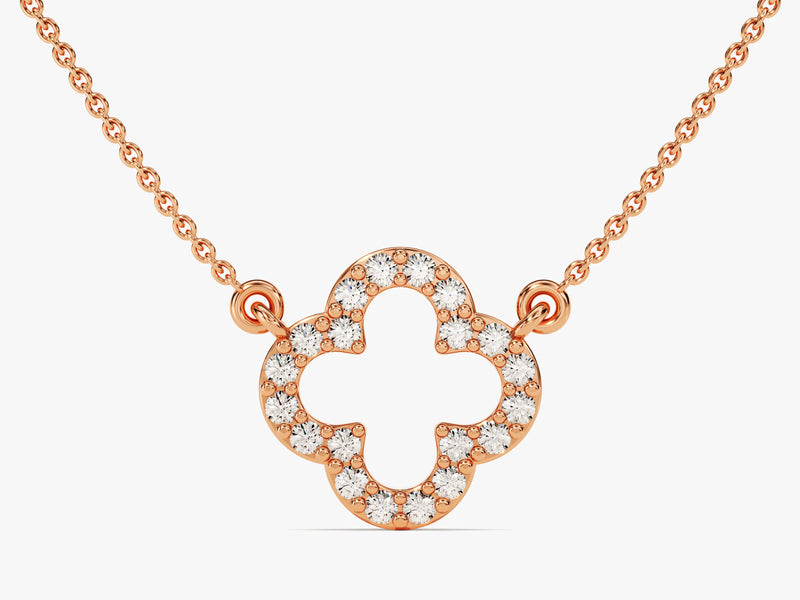 Open Clover Diamond Birthstone Necklace