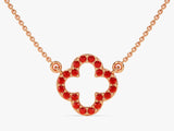 Open Clover Garnet Birthstone Necklace