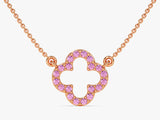 Open Clover Pink Tourmaline Birthstone Necklace