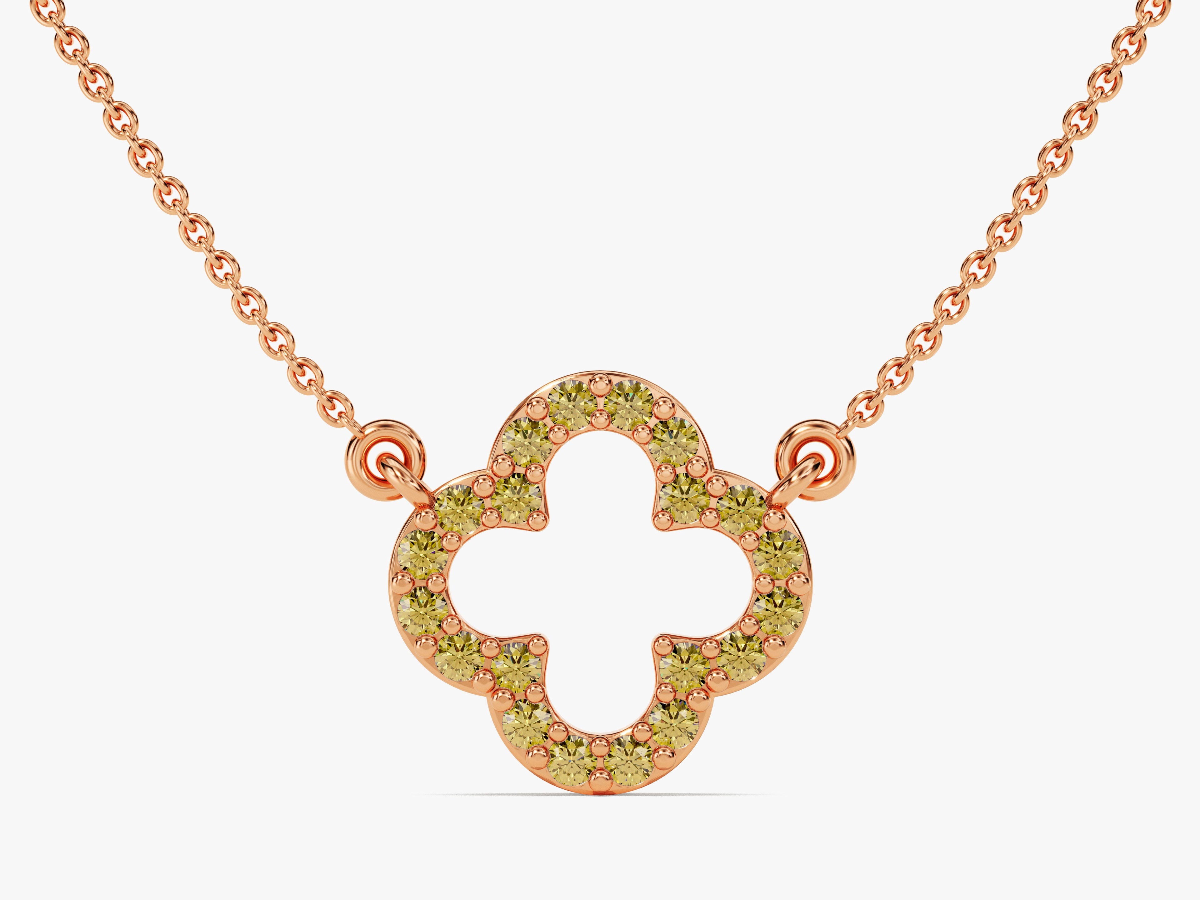 Open Clover Peridot Birthstone Necklace