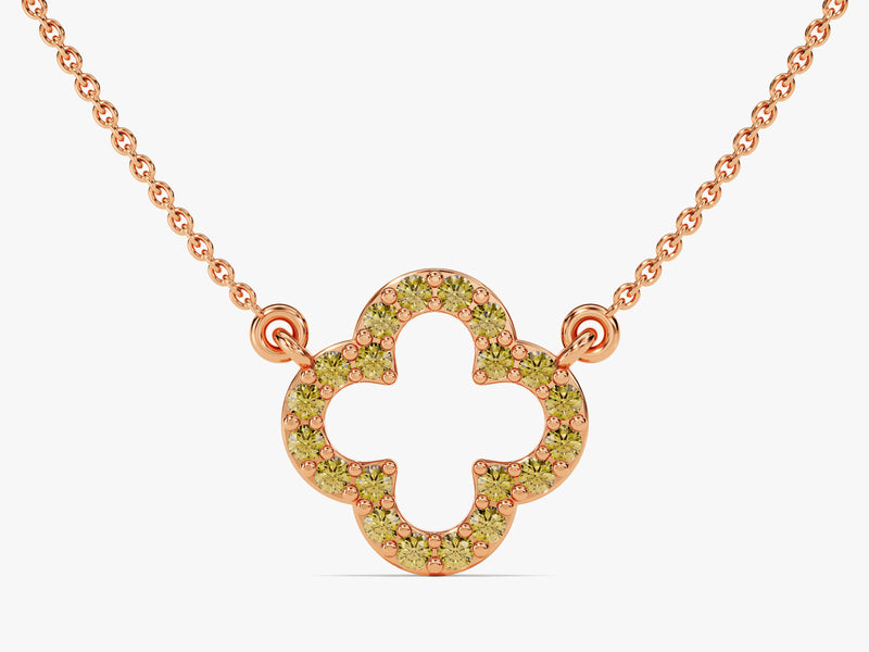 Open Clover Peridot Birthstone Necklace