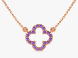 Open Clover Amethyst Birthstone Necklace