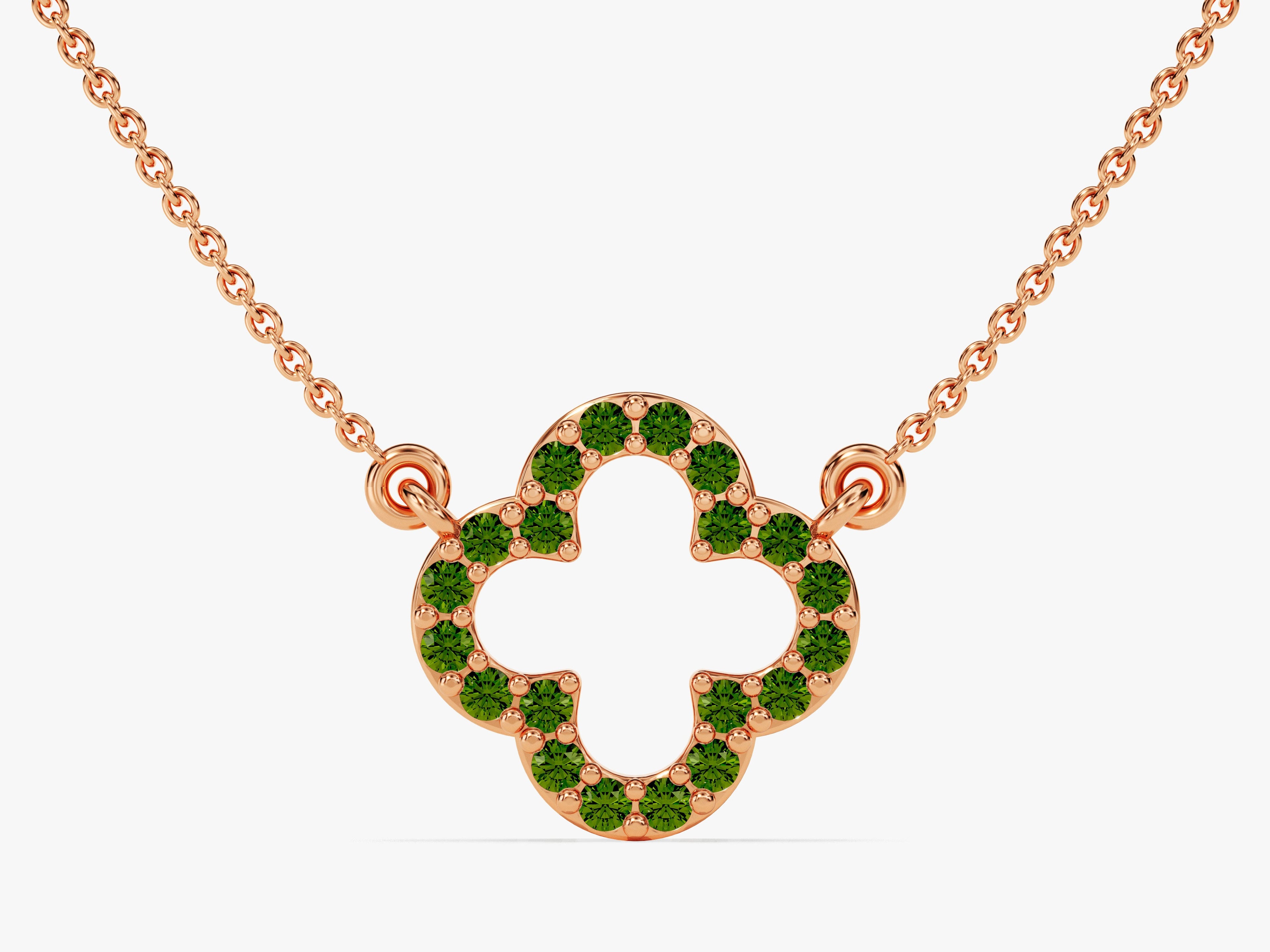 Open Clover Emerald Birthstone Necklace