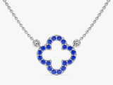 Open Clover Sapphire Birthstone Necklace