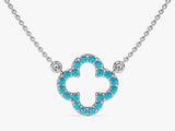 Open Clover Blue Topaz Birthstone Necklace