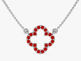 Open Clover Ruby Birthstone Necklace