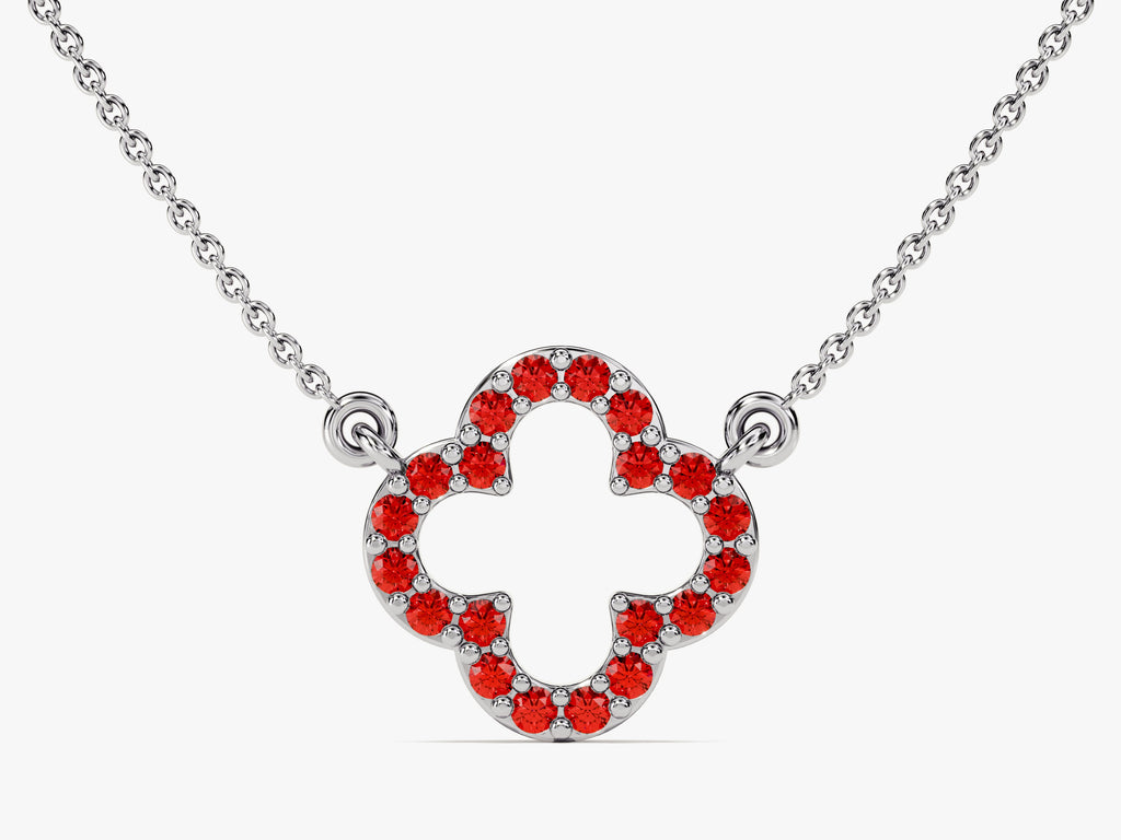 Open Clover Garnet Birthstone Necklace