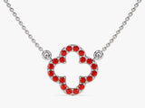 Open Clover Garnet Birthstone Necklace