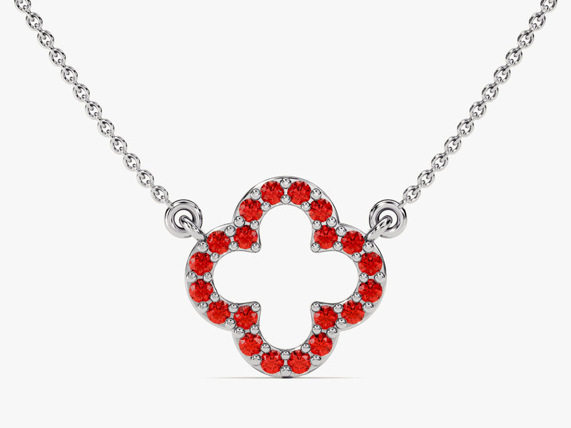 Open Clover Garnet Birthstone Necklace