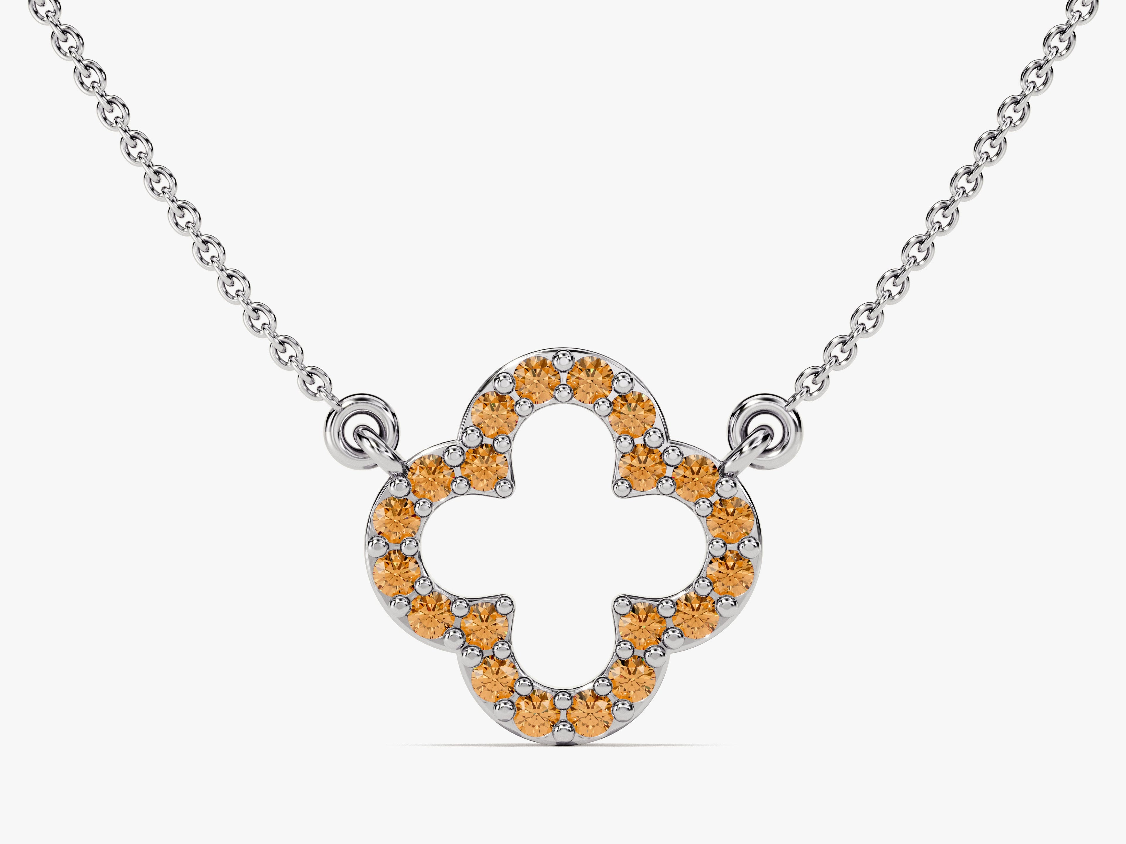 Open Clover Citrine Birthstone Necklace