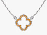 Open Clover Citrine Birthstone Necklace