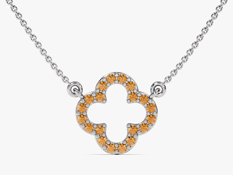 Open Clover Citrine Birthstone Necklace