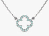 Open Clover Aquamarine Birthstone Necklace