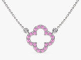 Open Clover Pink Tourmaline Birthstone Necklace