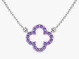 Open Clover Amethyst Birthstone Necklace