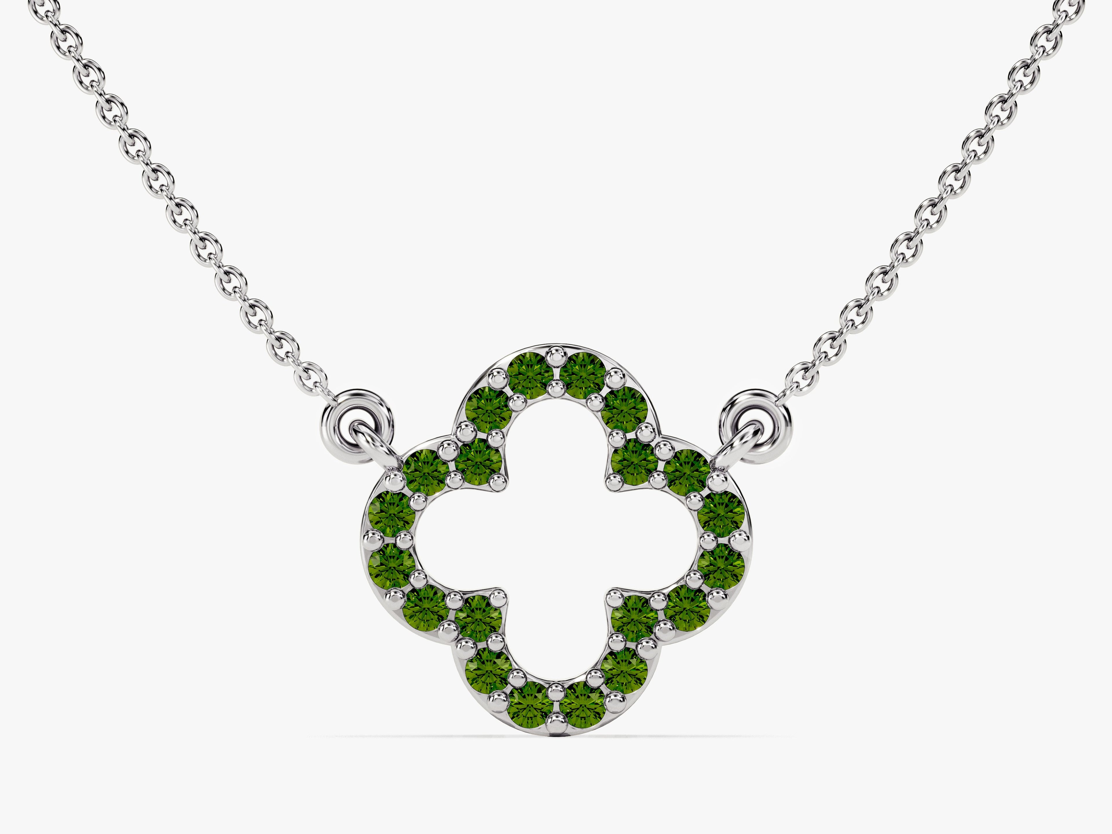 Open Clover Emerald Birthstone Necklace