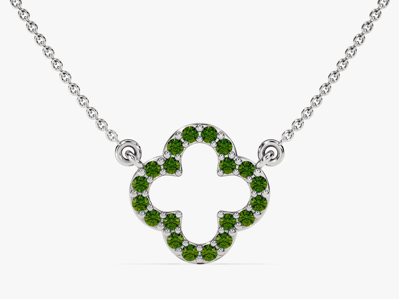 Open Clover Emerald Birthstone Necklace