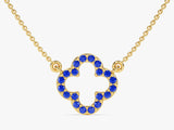 Open Clover Sapphire Birthstone Necklace