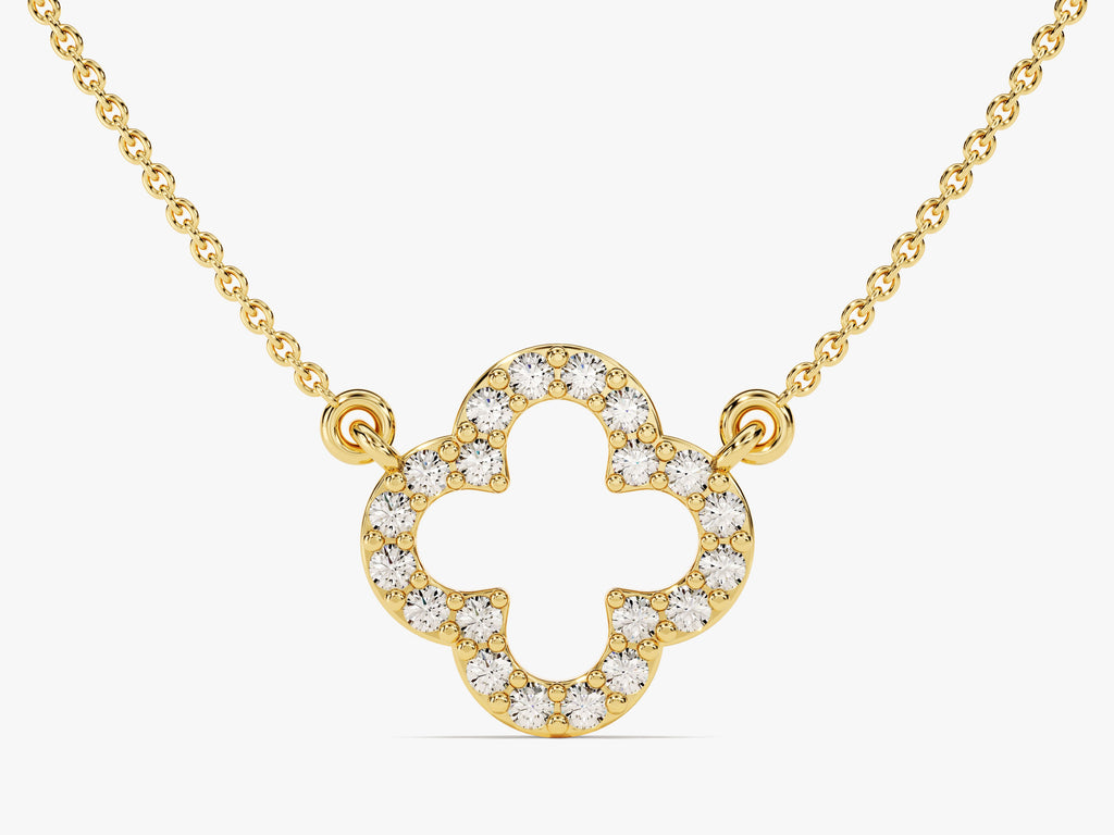 Open Clover Diamond Birthstone Necklace