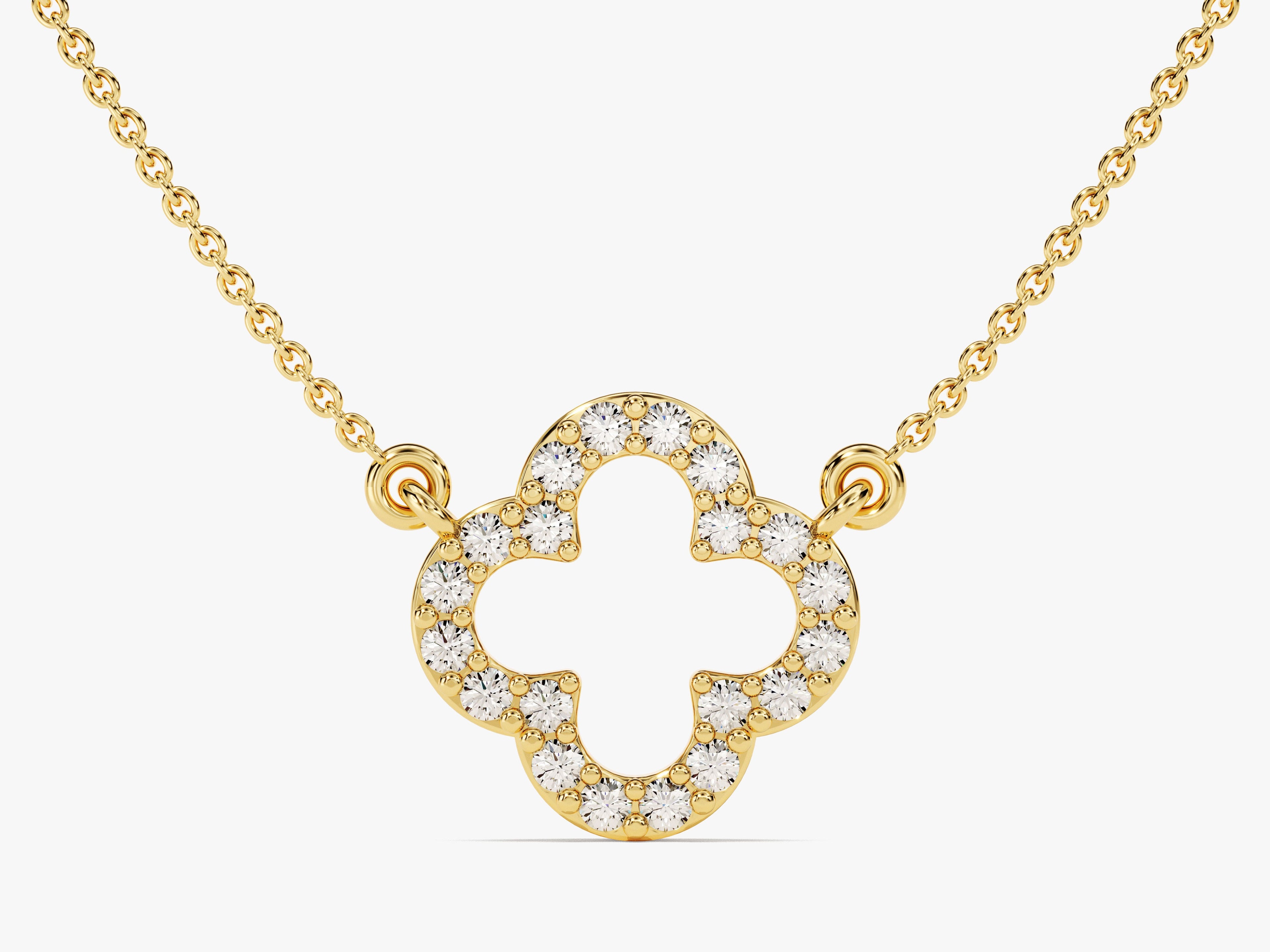 Open Clover Diamond Birthstone Necklace