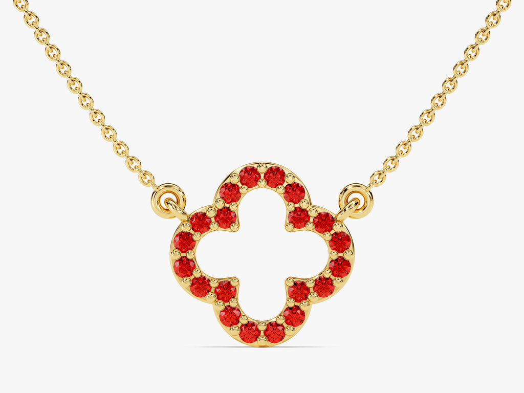 Open Clover Garnet Birthstone Necklace