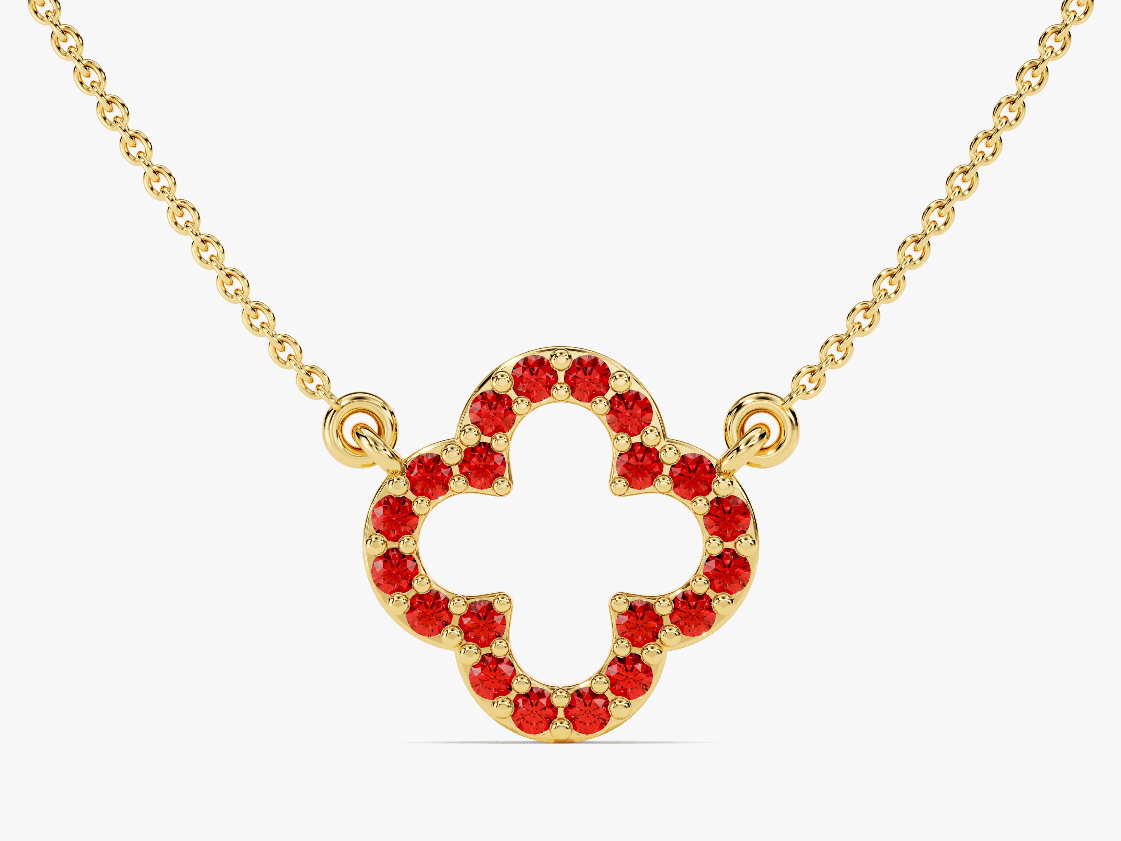 Open Clover Garnet Birthstone Necklace
