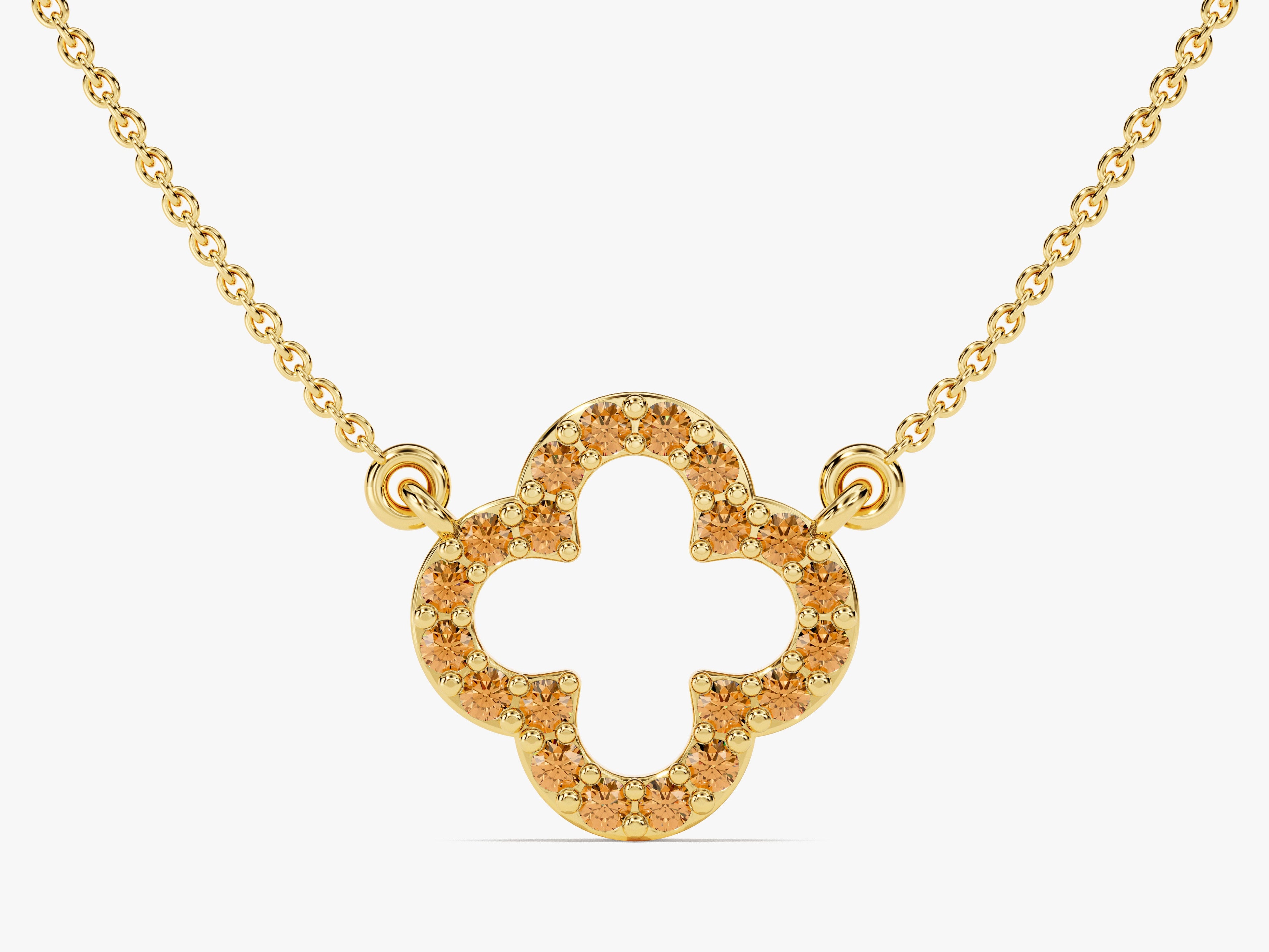Open Clover Citrine Birthstone Necklace