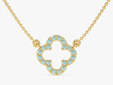 Open Clover Aquamarine Birthstone Necklace