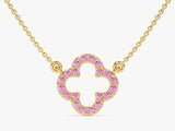 Open Clover Pink Tourmaline Birthstone Necklace