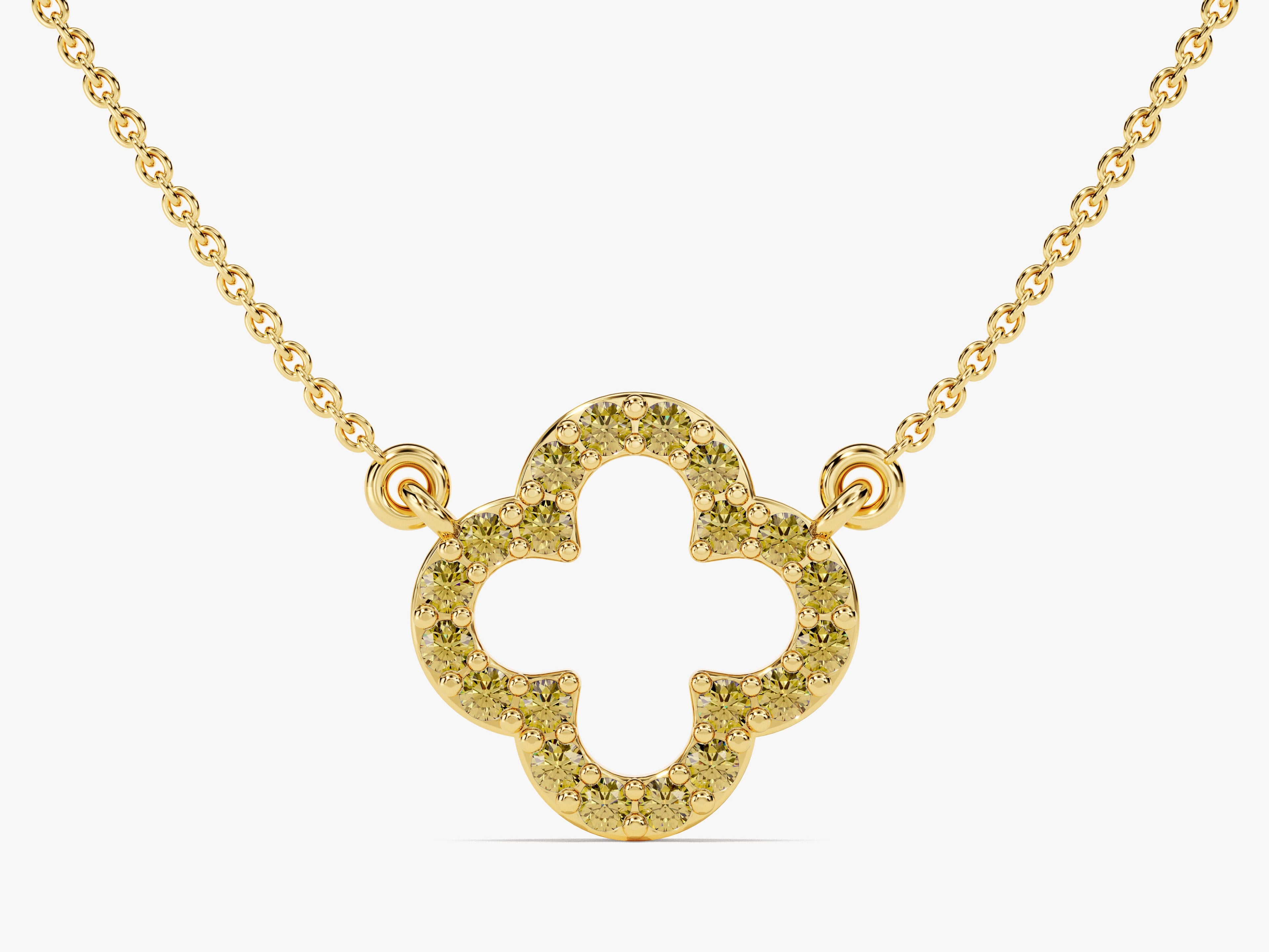 Open Clover Peridot Birthstone Necklace