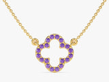 Open Clover Amethyst Birthstone Necklace