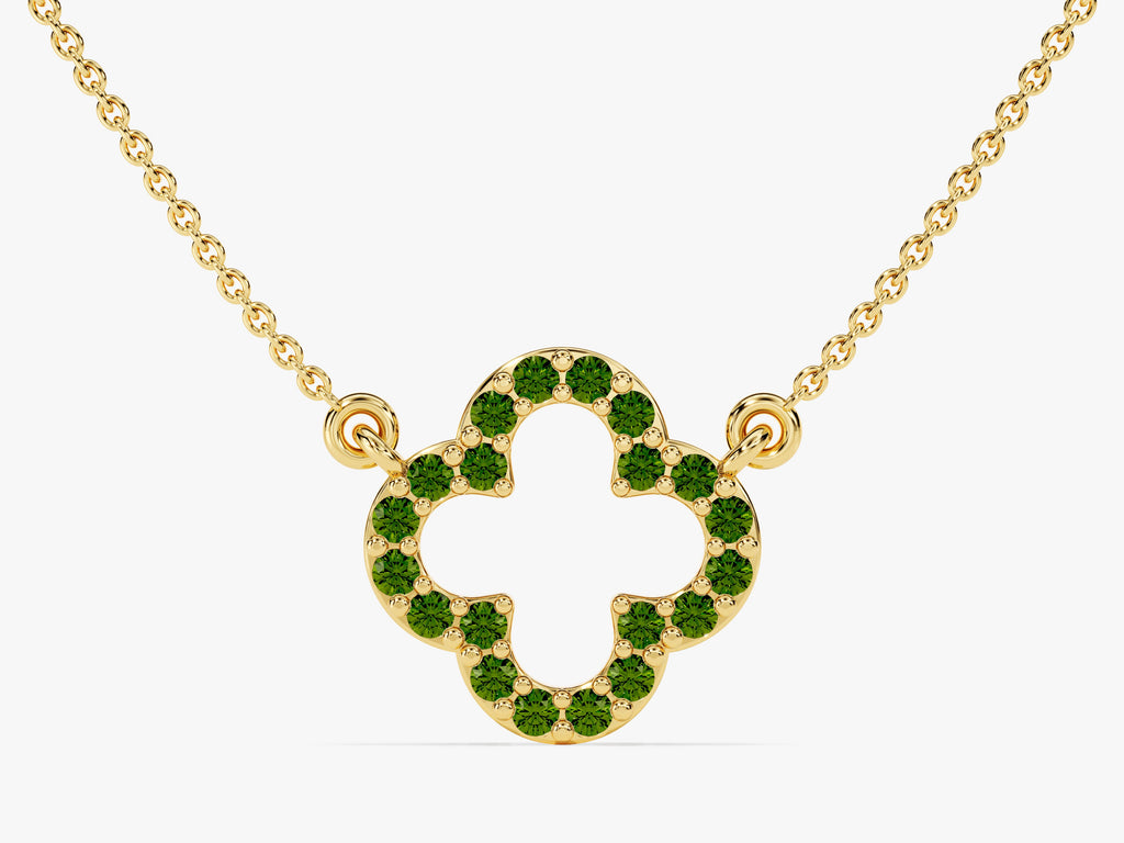Open Clover Emerald Birthstone Necklace