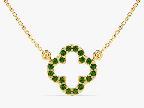 Open Clover Emerald Birthstone Necklace