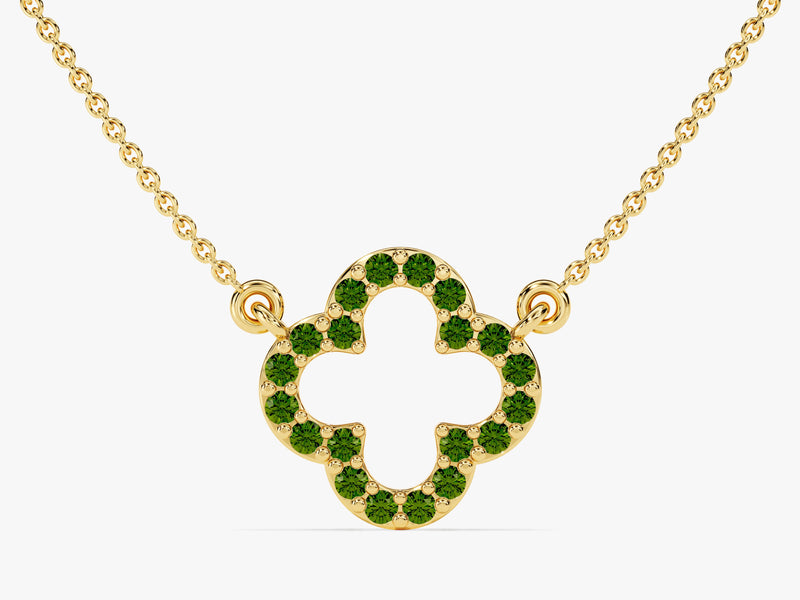 Open Clover Emerald Birthstone Necklace