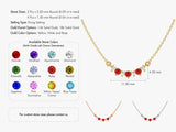 Curved Cluster Ruby Birthstone Necklace